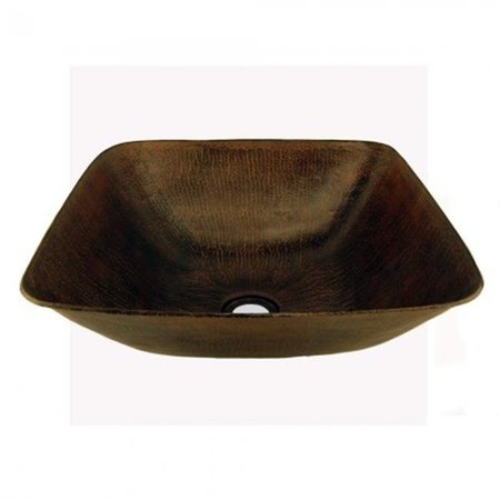 PREMIER COPPER PRODUCTS Premier Copper Products VSQ14BDB 14.5 in. Square Vessel Hammered Copper Sink VSQ14BDB